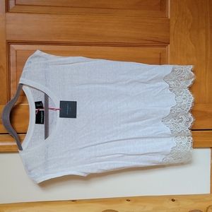 CYNTHIA ROWLEY WHITE TOP BLOUSE LACE SLEEVELESS S NWT!